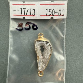 Друза 350 зріз  агат , розмір 13/17 мм, 1 петля, відтінок бежевий, оправа золото