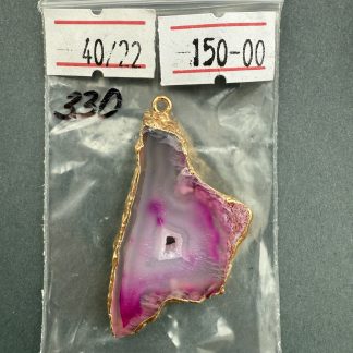 Друза 330 зріз агата, 40/22 мм , 1 петля, рожевий, оправа золото