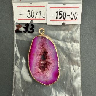 Друза 233 зріз агат, розмір 30/13 мм, 1 петля, відтінок рожевий, оправа золото