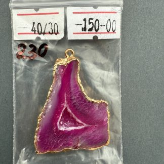 Друза 230 зріз агат, розмір 40/30 мм, 1 петля, відтінок рожевий, оправа золото