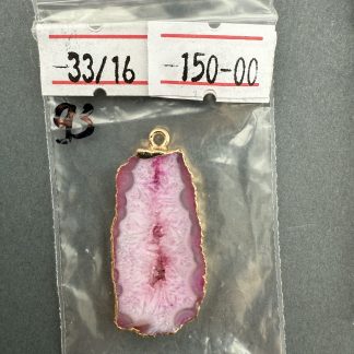 Друза 93 зріз агат, розмір 33/16 мм, 1 петля, відтінок рожевий, оправа золото