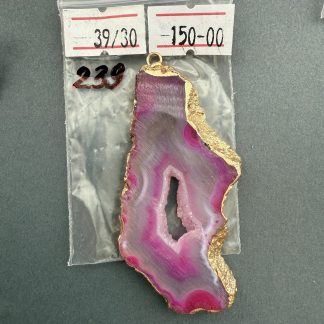 Друза 239 зріз агат, розмір 65/35 мм, 1 петля оправа золото, відтінок рожевий