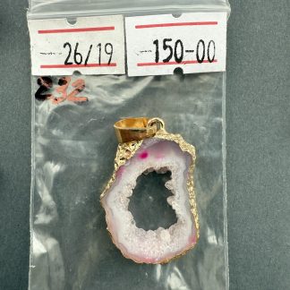 Друза 232 зріз агат, розмір 26/19мм, 1 петля, відтінок рожевий