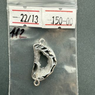 Друза 112 зріз агат, розмір 22/13 мм, відтінок чорний , оправа срібло