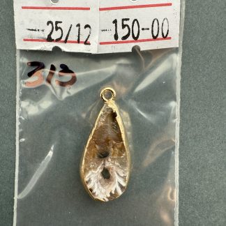 Друза 313 зріз агат, розмір 25/12 мм, 1 петля оправа золото, відтінок коричневий