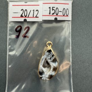 Друза 92 зріз агат, розмір 20/12 мм, 1 петля, відтінок чорний, оправа золото