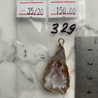 Друза 329 зріз агат, розмір 35/20 мм,1 петля, відтінок коричневий,оправа золото