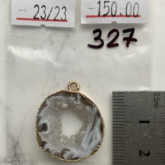 Друза 327 зріз агат, розмір 23/23 мм,1 петля, відтінок коричневий,оправа золота.