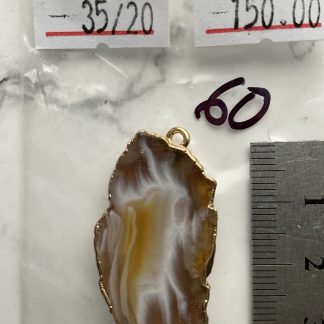 Друза 60 зріз агат, розмір 35/20 мм, 1 петля, відтінок коричневий, оправа золото