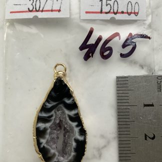 Друза 465 зріз агат, розмір 30/17 мм, 1 петля, оправа золото, відтінок чорний.