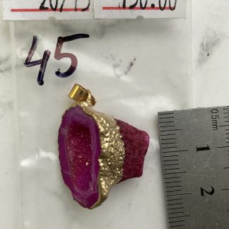 Друза 45 зріз агат, розмір 20/15 мм,1 петля, відтінок рожевий,оправа золото.