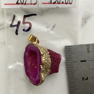 Друза 45 зріз агат, розмір 20/15 мм,1 петля, відтінок рожевий,оправа золото.