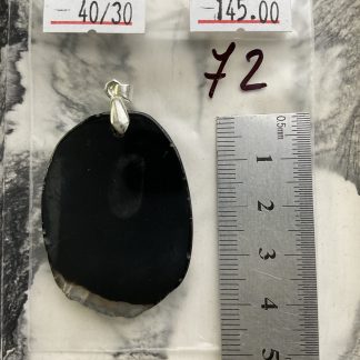 Друза 72 зріз агат, розмір 40/30 мм,1 петля, відтінок чорний, підвіс срібло.