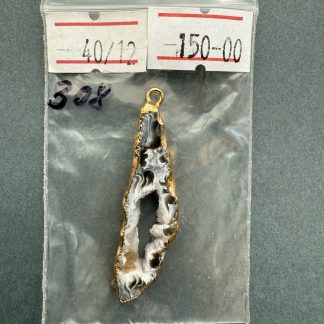 Друза 308 зріз агат, розмір 40/12 мм, 1 петля, відтінок сірий, оправа золото