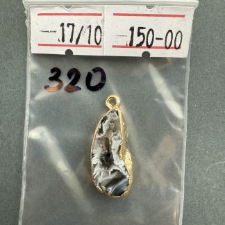 Друза 320 зріз агат, розмір 17/10 мм, 1 петля, відтінок коричневий, оправа золото