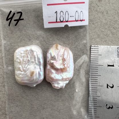Перли Прямокутник номер 47,+/- 20/15 мм, з наскрізним отвором, білий відтінок - Зображення 2