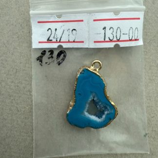 Друза 130 зріз агат, розмір 24/19 мм, 1 петля, відтінок блакитний, оправа золото