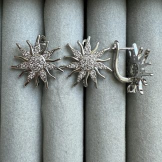 Швензи Сонце вел., гіпоалергений сплав по латуні, відтінок срібло і лимонне золото 
.
Розмір 22/20 мм 
.
Ціна за пару