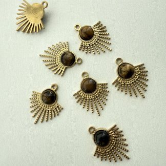 Підвіс Віяло, тигрове око, відтінок тепле жовте золото
.
розмір 26/20 мм
.
ціна за штуку