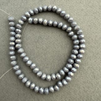 Намистини кришталеві Рондель, розмір 6*4 мм, довжина 38 см, колір сірий з переливом