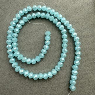 Намистини кришталеві Рондель, розмір 6*4 мм, довжина 38 см, колір блакитний з переливом