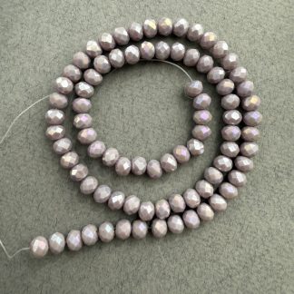 Намистини кришталеві Рондель, розмір 6*4 мм, довжина 38 см, колір лавандово-сірий з переливом