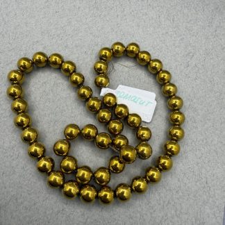 Намистини Гематит Куля, відтінок тепле жовте золото і насичене срібло
.
Розмір 8 мм, довжина 40 см 
.
Ціна за нитку