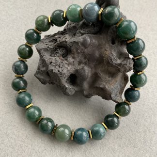 Браслет Моховий Агат, форма куля, гладка.
Розмір намистини 8мм, розмір 17см обхвату.
Ціна за шт