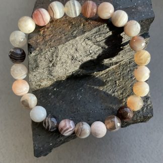 Браслет Агат Боцвана, форма куля, гладка.
Розмір намистини 8 мм, розмір 18см обхвату.
Ціна за шт.