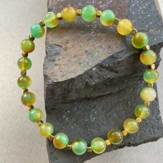 Браслет Агат, форма куля ,гладка з вставкою намистин гематиту.
Розмір намистини 8мм, розмір 20см обхвату.
Ціна за шт.