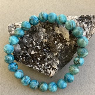 Браслет Південно- африканська бірюза, форма куля,гладка.
Розмір намистини 9мм, розмір 16см обхвату.
Ціна за шт.