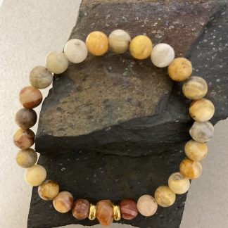 Браслет Крейзі Агат, форма куля гладка з вставкою намистини.
Розмір намистини 8мм, розмір 18см обхвату.
Ціна за шт.