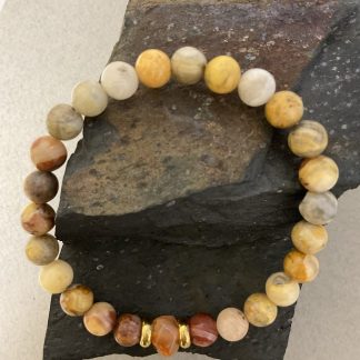 Браслет Крейзі Агат, форма куля гладка з вставкою намистини.
Розмір намистини 8мм, розмір 18см обхвату.
Ціна за шт.