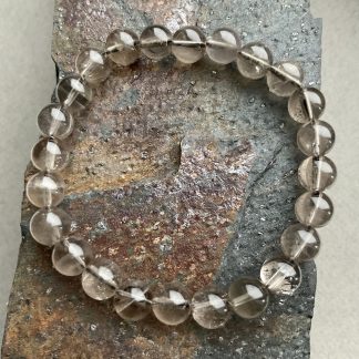 Браслет Димчатий Кварц, форма кругла,гладка.
Розмір намистини 8мм, розмір 16см обхвату.
Ціна за шт.