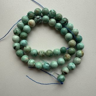 Намистини Перуанська Бірюза, форма гладка куля. 
.
Розмір 8 мм, довжина 39 см. 
.
Ціна за нитку.