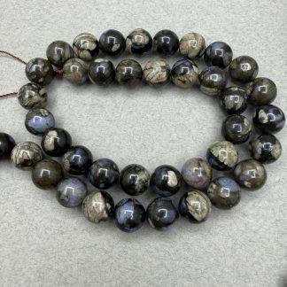 Намистини Опал Африканський сірий, форма гладка куля. Розмір 10 мм, довжина 39 см. 
Ціна  за нитку