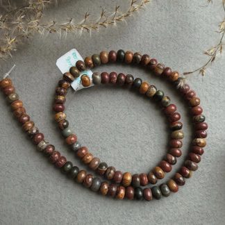 Намистини Яшма Пікассо, форма Рондель. 
Розмір 4/6мм, довжина 39 см. 
Ціна за нитку