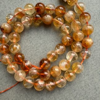 Намистини Цитрин, форма куля гладка. 
Розмір 8 мм, довжина 40 см. 
Ціна  за нитку